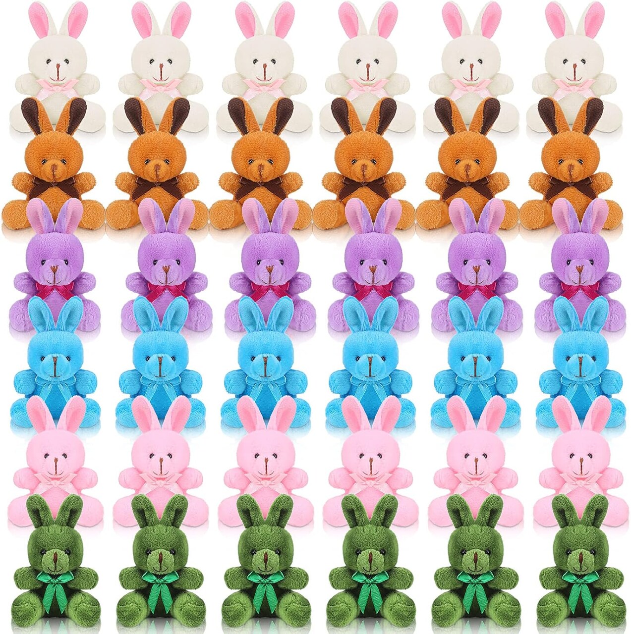 36 Pcs Easter Mini Plush Bunny Bulk 4 Inch Stuffed Animal Bunnies Bulk Tiny Rabbits Plushies Dolls Easter Basket Fillers Stuffers Party Favors Gifts